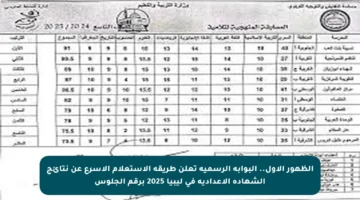 الظهور الأول.. البوابة الرسمية تعلن طريقة الاستعلام الأسرع عن نتائج الشهادة الإعدادية في ليبيا 2025 برقم الجلوس
